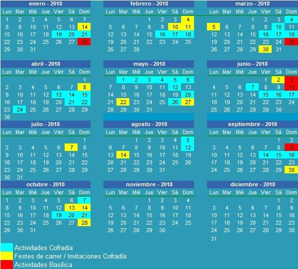 Calendario 2018